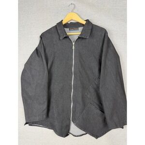 Vintage Lady Belle 70s Denim Jacket Dark Gray Zip Up XL califronia boho